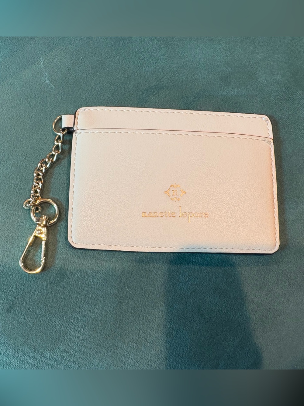 Nanette Lepore White Card Holder with Gold Keychain